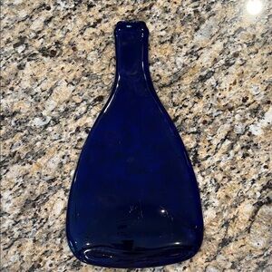Sleek Cobalt Blue Glass Art Sculpture or Cheese Board